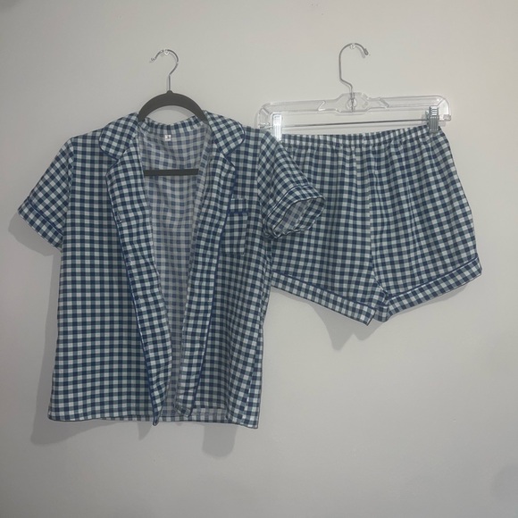 Other - Blue and White Checkered Pajama Set